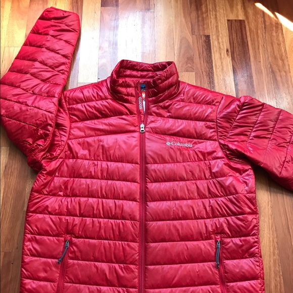 columbia red puffer jacket